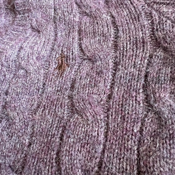 Ralph Lauren Purple Wool Alpaca Cashmere Cable Knit Sweater Size Small V-Neck - Picture 4 of 6